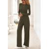 imagePRETTYGARDN Fall Outfits For Women 2025 Soft Pajamas Two Piece Lounge Sets Long Sleeve Shirts Wide Leg Pants TracksuitArmy Green