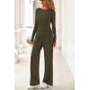 imagePRETTYGARDN Fall Outfits For Women 2025 Soft Pajamas Two Piece Lounge Sets Long Sleeve Shirts Wide Leg Pants TracksuitArmy Green