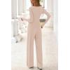 imagePRETTYGARDN Fall Outfits For Women 2025 Soft Pajamas Two Piece Lounge Sets Long Sleeve Shirts Wide Leg Pants TracksuitBeige