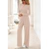 imagePRETTYGARDN Fall Outfits For Women 2025 Soft Pajamas Two Piece Lounge Sets Long Sleeve Shirts Wide Leg Pants TracksuitBeige
