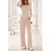 imagePRETTYGARDN Fall Outfits For Women 2025 Soft Pajamas Two Piece Lounge Sets Long Sleeve Shirts Wide Leg Pants TracksuitBeige