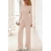 imagePRETTYGARDN Fall Outfits For Women 2025 Soft Pajamas Two Piece Lounge Sets Long Sleeve Shirts Wide Leg Pants TracksuitBeige