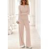 imagePRETTYGARDN Fall Outfits For Women 2025 Soft Pajamas Two Piece Lounge Sets Long Sleeve Shirts Wide Leg Pants TracksuitBeige