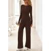 imagePRETTYGARDN Fall Outfits For Women 2025 Soft Pajamas Two Piece Lounge Sets Long Sleeve Shirts Wide Leg Pants TracksuitBrown