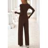 imagePRETTYGARDN Fall Outfits For Women 2025 Soft Pajamas Two Piece Lounge Sets Long Sleeve Shirts Wide Leg Pants TracksuitBrown