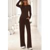 imagePRETTYGARDN Fall Outfits For Women 2025 Soft Pajamas Two Piece Lounge Sets Long Sleeve Shirts Wide Leg Pants TracksuitBrown
