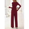imagePRETTYGARDN Fall Outfits For Women 2025 Soft Pajamas Two Piece Lounge Sets Long Sleeve Shirts Wide Leg Pants TracksuitBurgundy