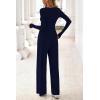 imagePRETTYGARDN Fall Outfits For Women 2025 Soft Pajamas Two Piece Lounge Sets Long Sleeve Shirts Wide Leg Pants TracksuitNavy Blue