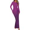 imagePRETTYGARDEN Bodycon Maxi Dress 2025 Fall Floral Long Sleeve Sexy Mesh Cocktail Wedding Guest Long DressesPurple
