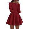 imagePRETTYGARDEN Cocktail Dresses for Women Elegant Classy 2025 Fall A Line Long Sleeve Homecoming Graduation Party Mini DressRed
