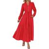 imagePRETTYGARDEN Fall Dresses for Women 2025 Long Sleeve V Neck Belted Ruffle A Line Flowy Boho Maxi Wedding Guest Dress PocketsRed