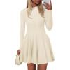 imagePRETTYGARDEN Fall Dresses for Women Elegant Classy 2025 Casual Long Sleeve Swing A Line Ruffle Short Homecoming Party DressBeige