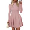 imagePRETTYGARDEN Fall Dresses for Women Elegant Classy 2025 Casual Long Sleeve Swing A Line Ruffle Short Homecoming Party DressPink