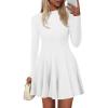 imagePRETTYGARDEN Fall Dresses for Women Elegant Classy 2025 Casual Long Sleeve Swing A Line Ruffle Short Homecoming Party DressWhite