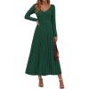 imagePRETTYGARDEN Women Sweater Dress Fall Fashion 2025 Long Sleeve V Neck Ribbed Knit Pleated A Line Elegant Maxi Winter DressesDark Green