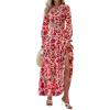 imagePRETTYGARDEN Womens Floral Maxi Dress 2025 Fall Long Sleeve V Neck Casual A Line Long Flowy Boho Party DressesFloral Orange Pink Red