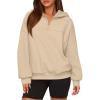 imagePRETTYGARDEN Womens Hoodies Cropped Fleece Sweatshirts 2025 Fall Fashion Quarter Zip Pullover Long Sleeve Tops Winter ClothesApricot