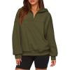 imagePRETTYGARDEN Womens Hoodies Cropped Fleece Sweatshirts 2025 Fall Fashion Quarter Zip Pullover Long Sleeve Tops Winter ClothesArmy Green