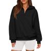 imagePRETTYGARDEN Womens Hoodies Cropped Fleece Sweatshirts 2025 Fall Fashion Quarter Zip Pullover Long Sleeve Tops Winter ClothesBlack