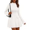 imagePRETTYGARDEN Womens Long Sleeve Mini Dress 2025 Fall Bodycon Mock Neck Elegant Business Work Party Short DressesWhite