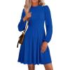 imagePRETTYGARDEN Womens Long Sleeve Mini Dress 2025 Fall Trendy Crewneck Ribbed Knit Soft A Line Flowy Summer Formal DressesBlue