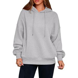 imagePRETTYGARDEN Womens 2025 Fall Fashion Oversized Hoodies Sweatshirt Fleece Long Sleeve Going Out Tops Trendy Winter ClothingLight Grey