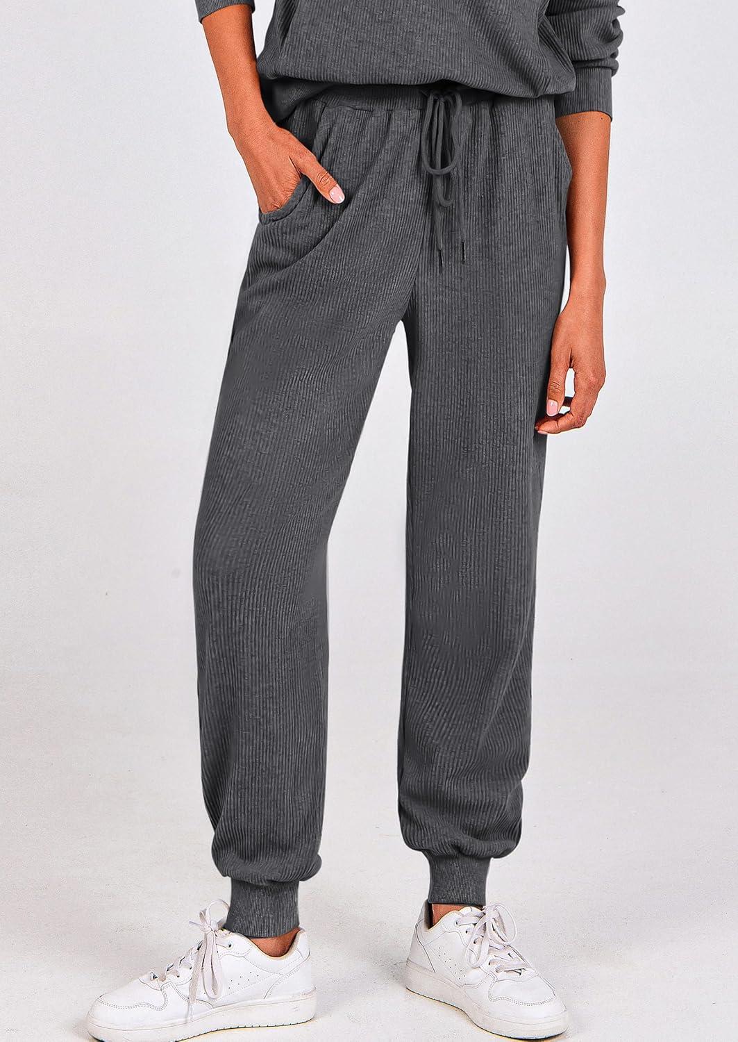 imagePRETTYGARDEN Womens Fall 2 Piece Lounge Sets Zip Up Sweatshirt Jogger Pants Sweat Track Suits Travel Outfit Winter ClothingDark Grey