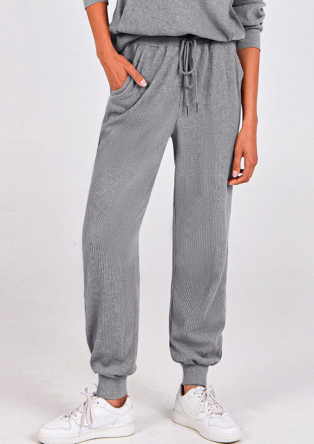 imagePRETTYGARDEN Womens Fall 2 Piece Lounge Sets Zip Up Sweatshirt Jogger Pants Sweat Track Suits Travel Outfit Winter ClothingGrey