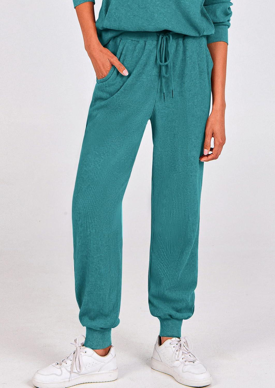 imagePRETTYGARDEN Womens Fall 2 Piece Lounge Sets Zip Up Sweatshirt Jogger Pants Sweat Track Suits Travel Outfit Winter ClothingLake Blue