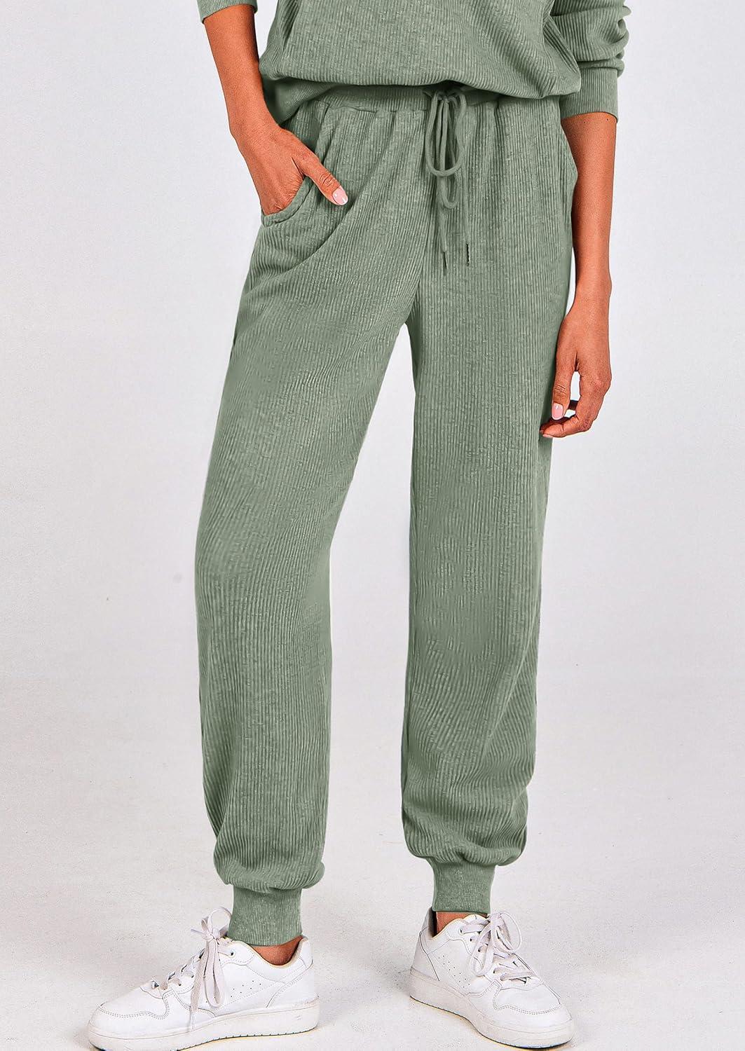 imagePRETTYGARDEN Womens Fall 2 Piece Lounge Sets Zip Up Sweatshirt Jogger Pants Sweat Track Suits Travel Outfit Winter ClothingLight Green