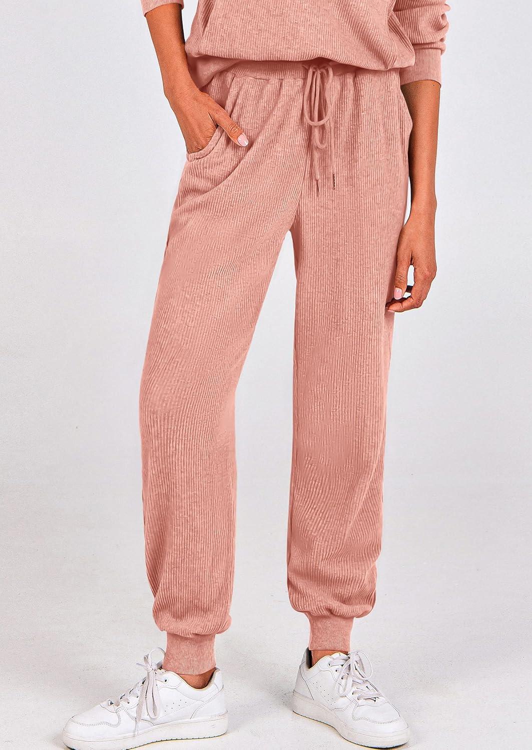 imagePRETTYGARDEN Womens Fall 2 Piece Lounge Sets Zip Up Sweatshirt Jogger Pants Sweat Track Suits Travel Outfit Winter ClothingPink