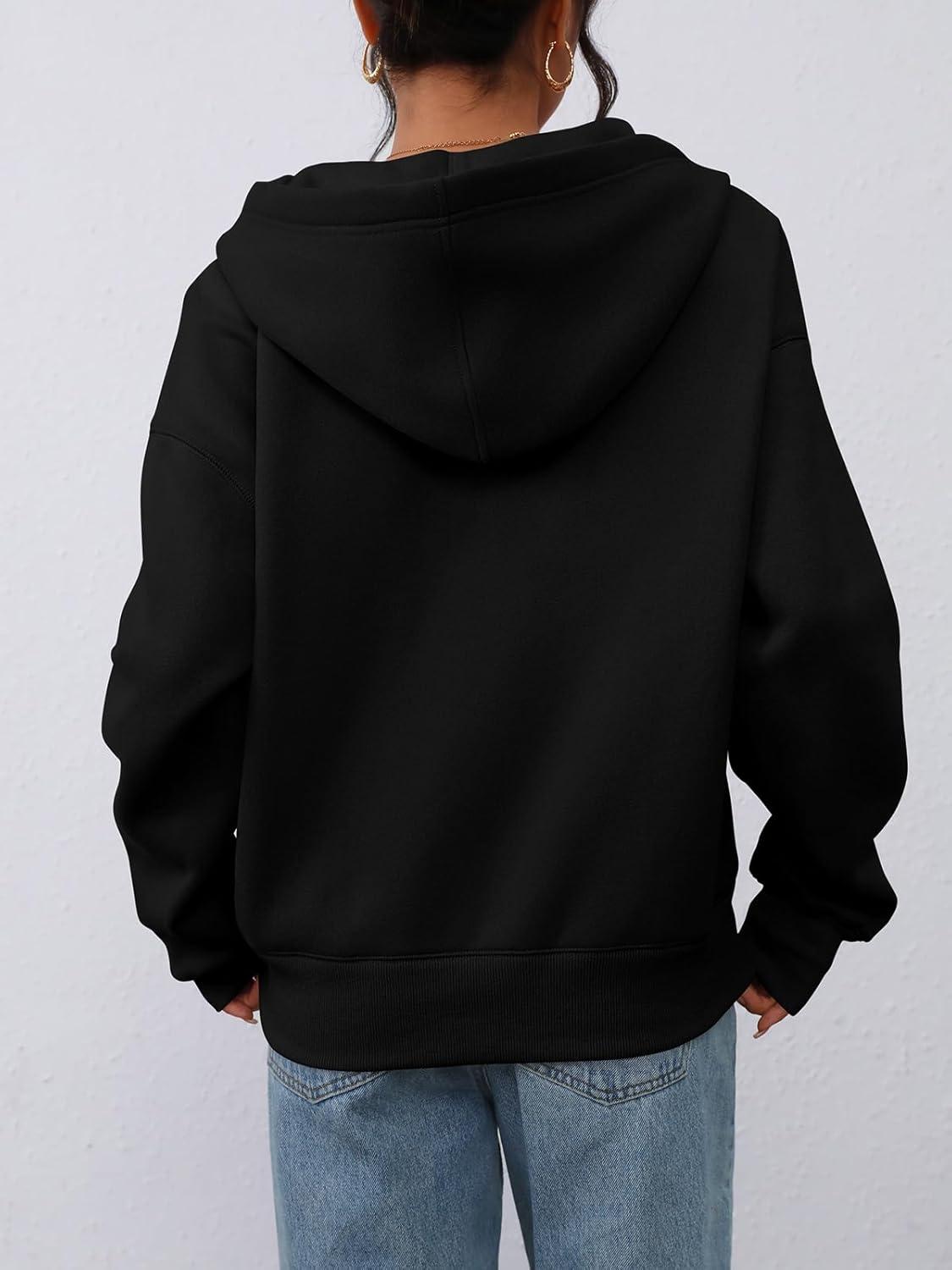 imagePRETTYGARDEN Womens Half Zip Up Hoodies 2025 Fall Long Sleeve Cropped Pullover Oversized Sweatshirt Fashion Y2K ClothesBlack