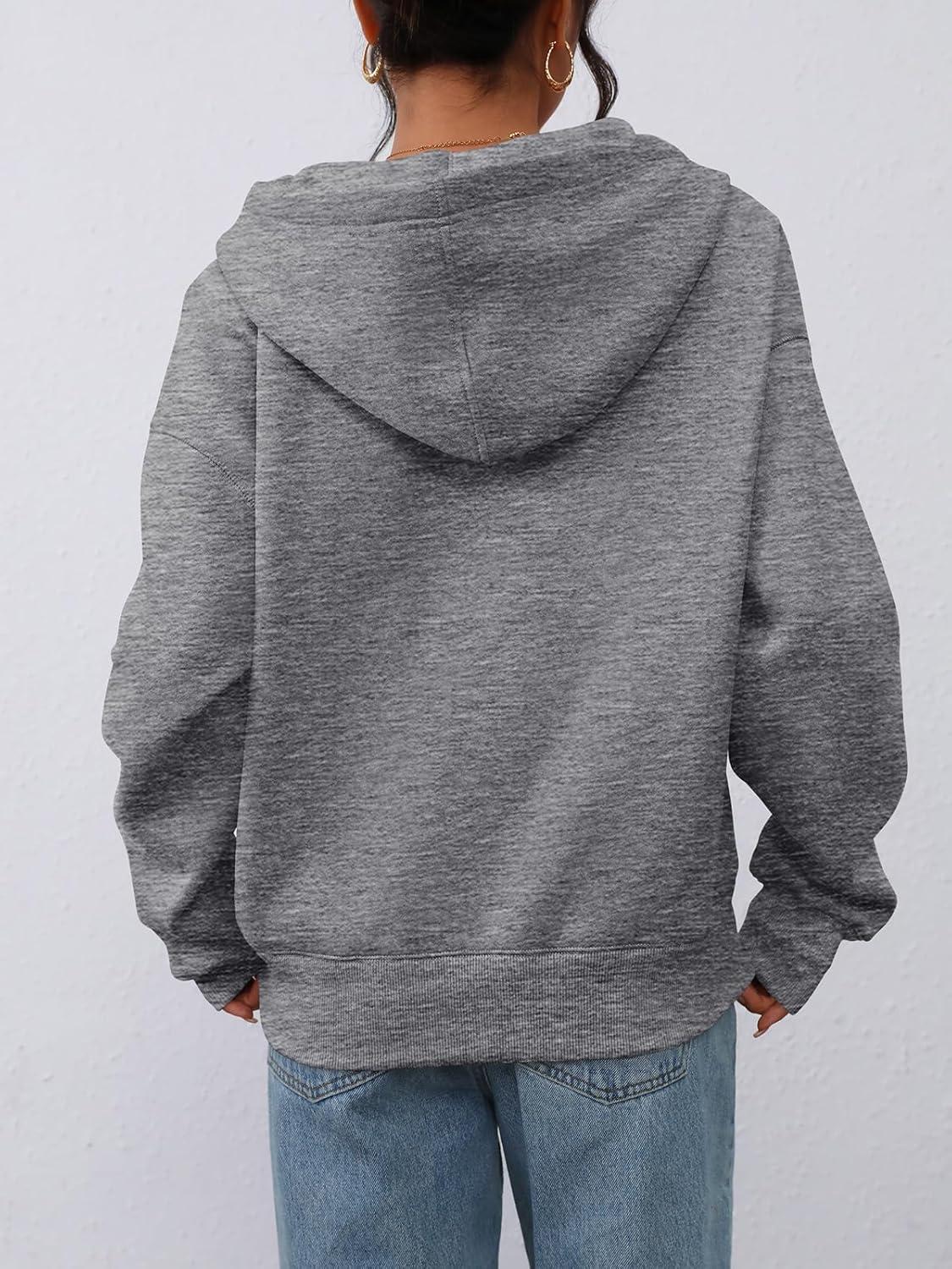 imagePRETTYGARDEN Womens Half Zip Up Hoodies 2025 Fall Long Sleeve Cropped Pullover Oversized Sweatshirt Fashion Y2K ClothesDark Grey
