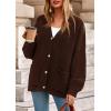 imagePRETTYGARDEN Fall Chunky Cardigan Sweaters for Women 2025 Button Lantern Sleeve Knit Oversized Sweater Coats with PocketsBrown