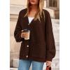 imagePRETTYGARDEN Fall Chunky Cardigan Sweaters for Women 2025 Button Lantern Sleeve Knit Oversized Sweater Coats with PocketsBrown