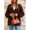 imagePRETTYGARDEN Fall Chunky Cardigan Sweaters for Women 2025 Button Lantern Sleeve Knit Oversized Sweater Coats with PocketsBrown