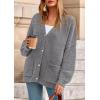 imagePRETTYGARDEN Fall Chunky Cardigan Sweaters for Women 2025 Button Lantern Sleeve Knit Oversized Sweater Coats with PocketsDark Grey