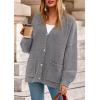 imagePRETTYGARDEN Fall Chunky Cardigan Sweaters for Women 2025 Button Lantern Sleeve Knit Oversized Sweater Coats with PocketsDark Grey