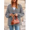 imagePRETTYGARDEN Fall Chunky Cardigan Sweaters for Women 2025 Button Lantern Sleeve Knit Oversized Sweater Coats with PocketsDark Grey