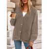 imagePRETTYGARDEN Fall Chunky Cardigan Sweaters for Women 2025 Button Lantern Sleeve Knit Oversized Sweater Coats with PocketsDark Khaki