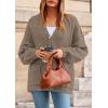 imagePRETTYGARDEN Fall Chunky Cardigan Sweaters for Women 2025 Button Lantern Sleeve Knit Oversized Sweater Coats with PocketsDark Khaki