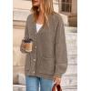 imagePRETTYGARDEN Fall Chunky Cardigan Sweaters for Women 2025 Button Lantern Sleeve Knit Oversized Sweater Coats with PocketsDark Khaki