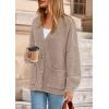 imagePRETTYGARDEN Fall Chunky Cardigan Sweaters for Women 2025 Button Lantern Sleeve Knit Oversized Sweater Coats with PocketsLight Khaki
