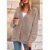imagePRETTYGARDEN Fall Chunky Cardigan Sweaters for Women 2025 Button Lantern Sleeve Knit Oversized Sweater Coats with PocketsLight Khaki