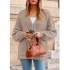 imagePRETTYGARDEN Fall Chunky Cardigan Sweaters for Women 2025 Button Lantern Sleeve Knit Oversized Sweater Coats with PocketsLight Khaki
