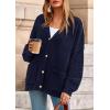 imagePRETTYGARDEN Fall Chunky Cardigan Sweaters for Women 2025 Button Lantern Sleeve Knit Oversized Sweater Coats with PocketsNavy