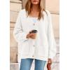 imagePRETTYGARDEN Fall Chunky Cardigan Sweaters for Women 2025 Button Lantern Sleeve Knit Oversized Sweater Coats with PocketsWhite