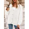 imagePRETTYGARDEN Fall Chunky Cardigan Sweaters for Women 2025 Button Lantern Sleeve Knit Oversized Sweater Coats with PocketsWhite
