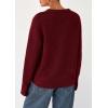 imagePRETTYGARDEN Fall Sweaters for Women 2025 Cozy Casual Crewneck Pullover Button Long Sleeve Knit Tops Winter Fashion ClothingBurgundy