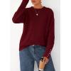 imagePRETTYGARDEN Fall Sweaters for Women 2025 Cozy Casual Crewneck Pullover Button Long Sleeve Knit Tops Winter Fashion ClothingBurgundy